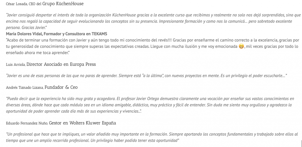 Recomendaciones del curso de presentación